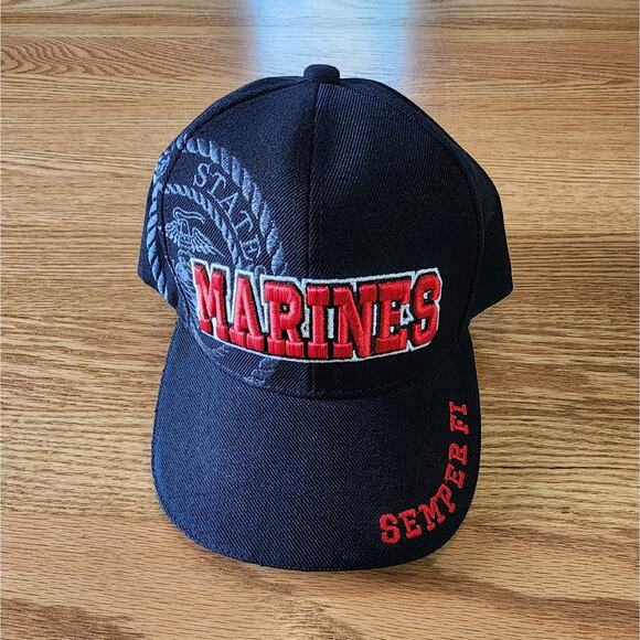 Santo Cap Marines Baseball Cap Hat Semper Fi Black & Red OS - Picture 1 of 6